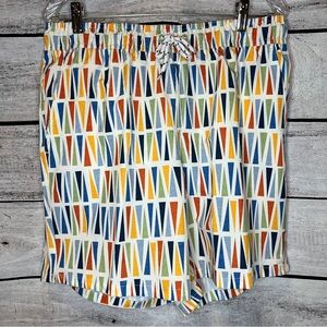 George Swim Trunks Blue Orange Green Geometric Triangles Print UPF 50+ Quick Dry